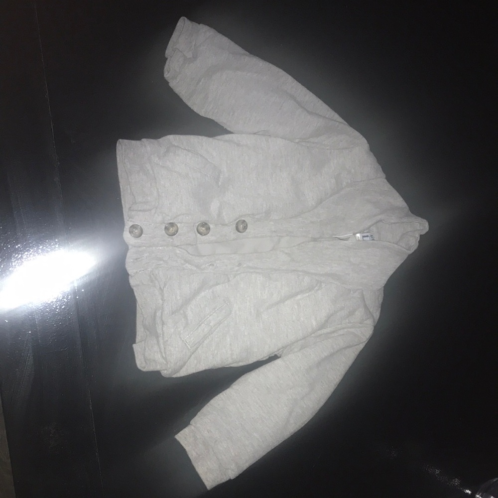 Neutral Light Gray Kids Button Cardigan Jacket